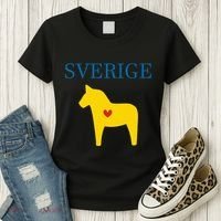 Swedish Dala Horse Midsommar Heart Sverige Women's T-Shirt thumb 3