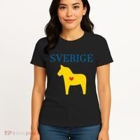 Swedish Dala Horse Midsommar Heart Sverige Women's T-Shirt thumb 4