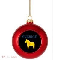 Swedish Dala Horse Midsommar Heart Sverige Plastic Christmas Ball Ornament thumb 0