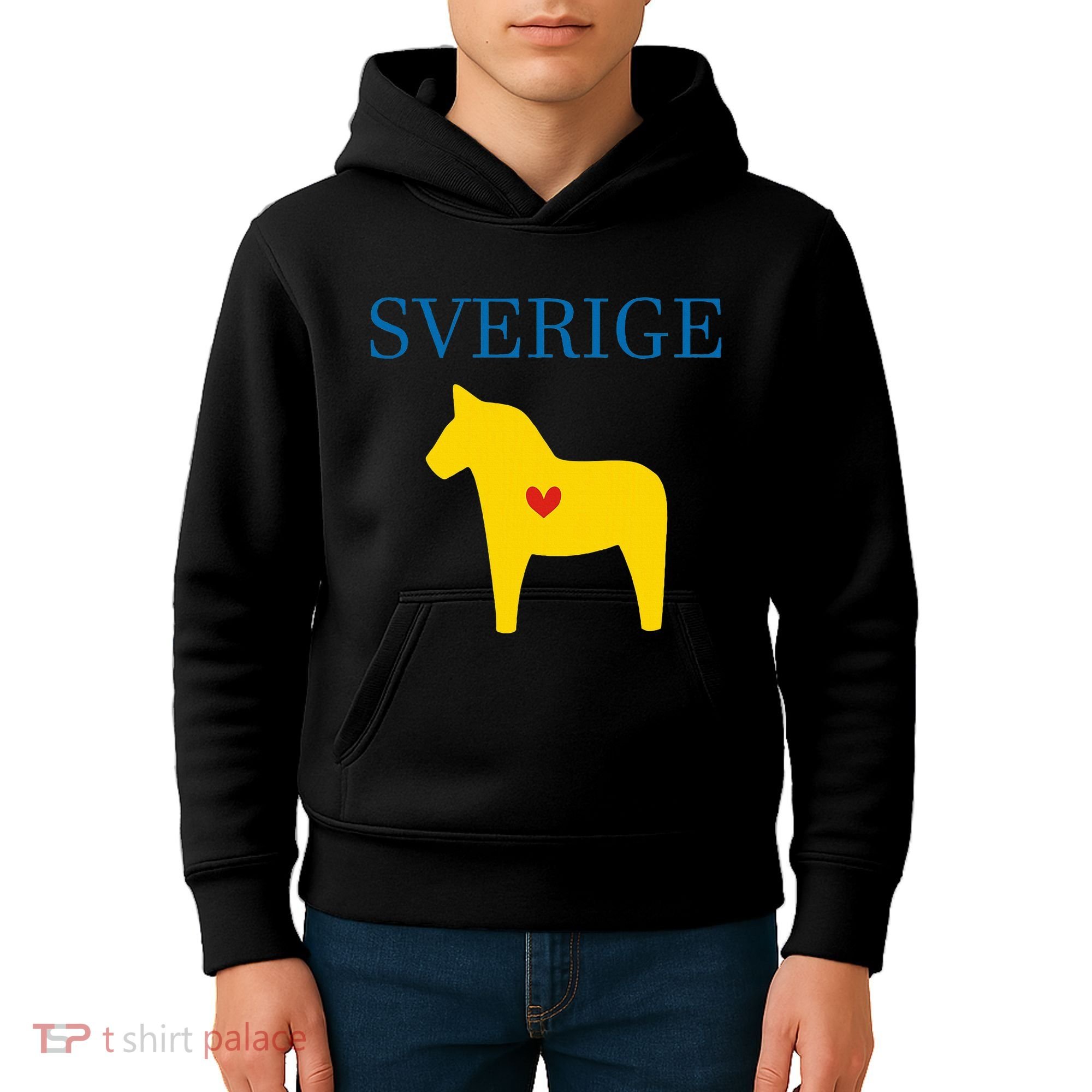 Swedish Dala Horse Midsommar Heart Sverige Kids Hoodie