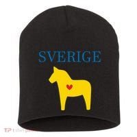 Swedish Dala Horse Midsommar Heart Sverige Short Acrylic Beanie thumb 0
