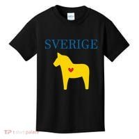 Swedish Dala Horse Midsommar Heart Sverige Kids T-Shirt thumb 0