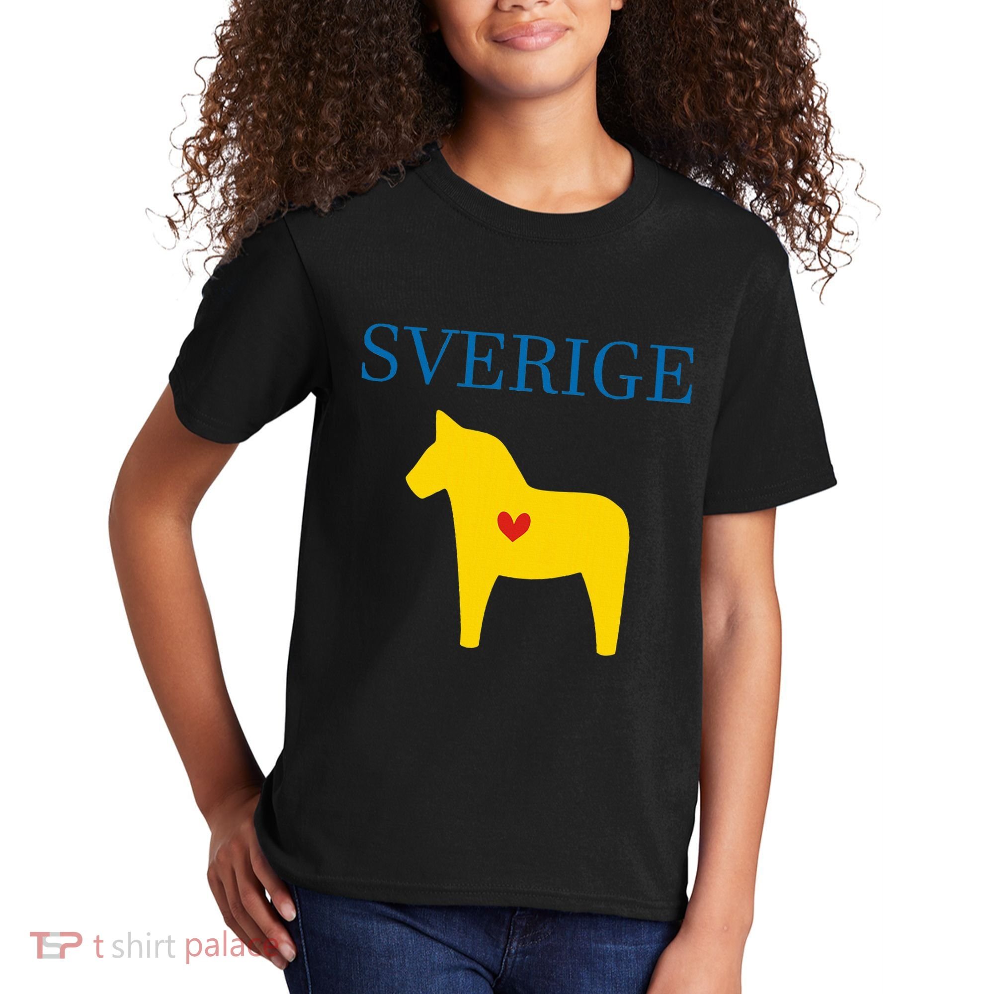 Swedish Dala Horse Midsommar Heart Sverige Kids T-Shirt