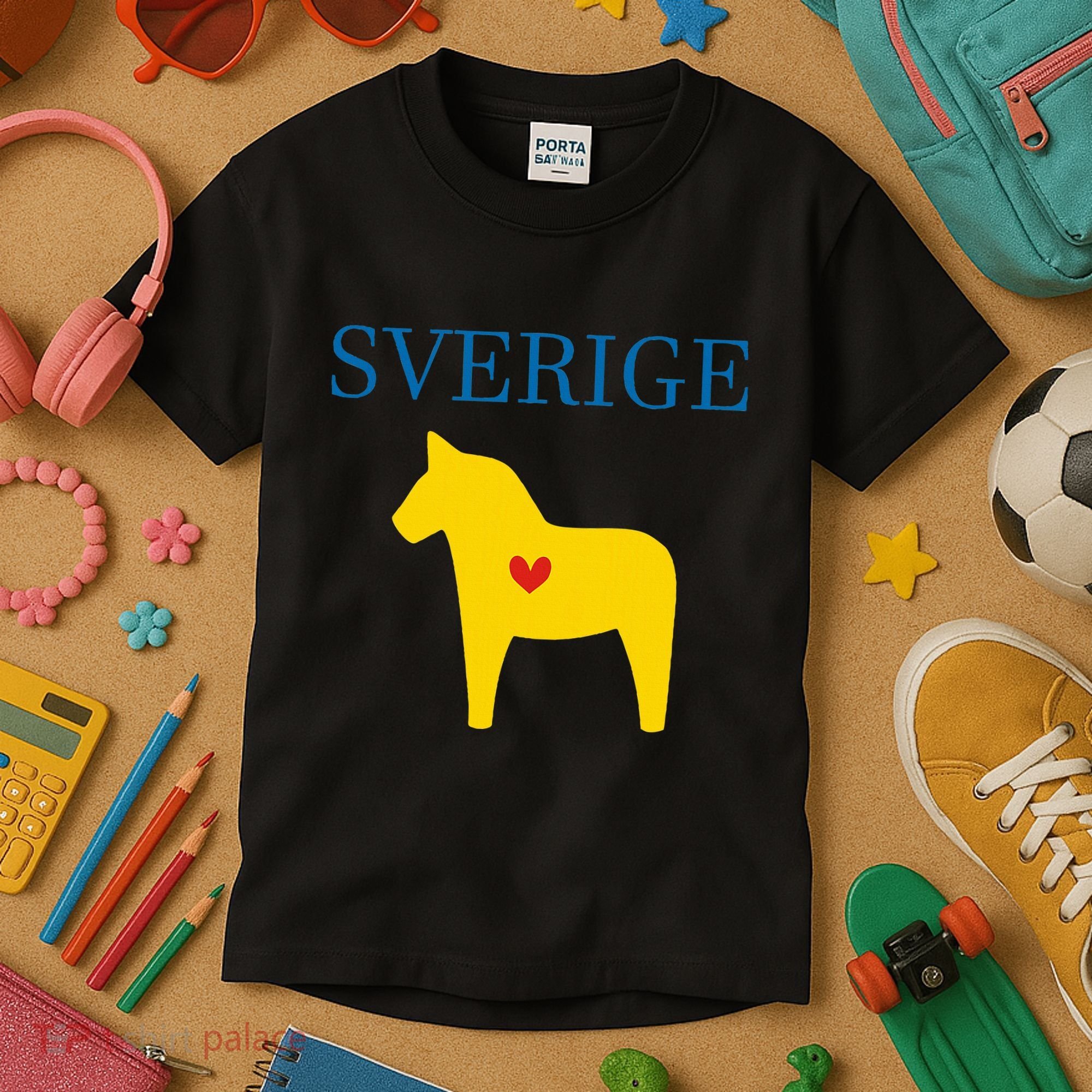 Swedish Dala Horse Midsommar Heart Sverige Kids T-Shirt
