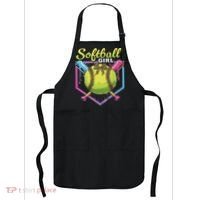 Softball Drip Ice Cream Drip Softball Girl Bow Apron thumb 0