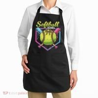 Softball Drip Ice Cream Drip Softball Girl Bow Apron thumb 2
