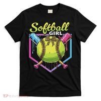 Softball Drip Ice Cream Drip Softball Girl Bow T-Shirt thumb 0