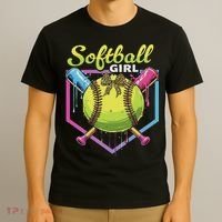 Softball Drip Ice Cream Drip Softball Girl Bow T-Shirt thumb 3