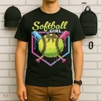 Softball Drip Ice Cream Drip Softball Girl Bow T-Shirt thumb 6