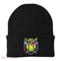 Softball Drip Ice Cream Drip Softball Girl Bow Beanie thumb 0