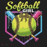 Softball Drip Ice Cream Drip Softball Girl Bow Beanie thumb 2