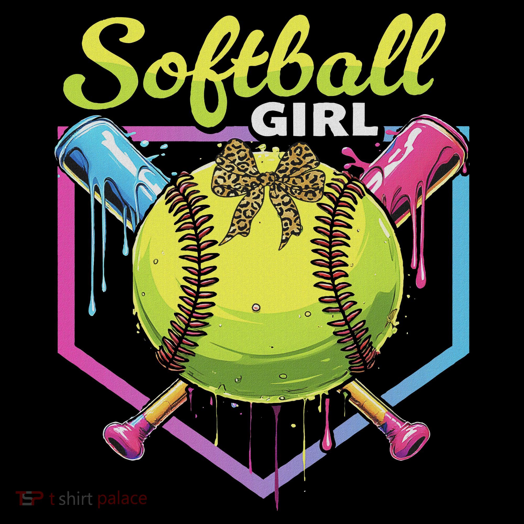 Softball Drip Ice Cream Drip Softball Girl Bow Women's Hoodie