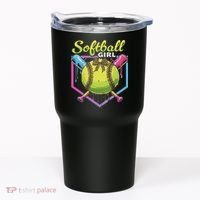 Softball Drip Ice Cream Drip Softball Girl Bow Tumbler thumb 0