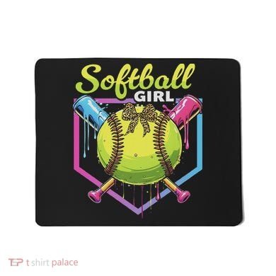 Softball Drip Ice Cream Drip Softball Girl Bow Mousepad