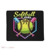 Softball Drip Ice Cream Drip Softball Girl Bow Mousepad thumb 0