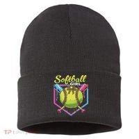 Softball Drip Ice Cream Drip Softball Girl Bow Sustainable Knit Beanie thumb 0