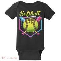 Softball Drip Ice Cream Drip Softball Girl Bow Baby Bodysuit thumb 0