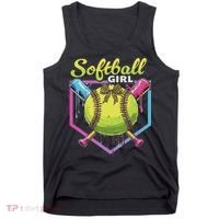 Softball Drip Ice Cream Drip Softball Girl Bow Tank Top thumb 0