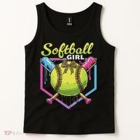 Softball Drip Ice Cream Drip Softball Girl Bow Tank Top thumb 2