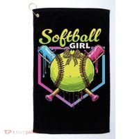 Softball Drip Ice Cream Drip Softball Girl Bow Golf Towel thumb 0