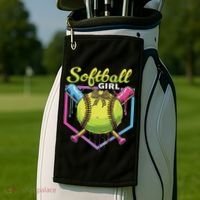 Softball Drip Ice Cream Drip Softball Girl Bow Golf Towel thumb 2