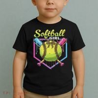 Softball Drip Ice Cream Drip Softball Girl Bow Toddler T-Shirt thumb 2