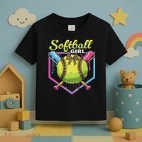 Softball Drip Ice Cream Drip Softball Girl Bow Toddler T-Shirt thumb 3