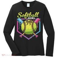 Softball Drip Ice Cream Drip Softball Girl Bow Women's Long Sleeve Shirt thumb 0