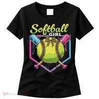 Softball Drip Ice Cream Drip Softball Girl Bow Women's T-Shirt thumb 0
