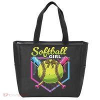 Softball Drip Ice Cream Drip Softball Girl Bow Tote Bag thumb 0