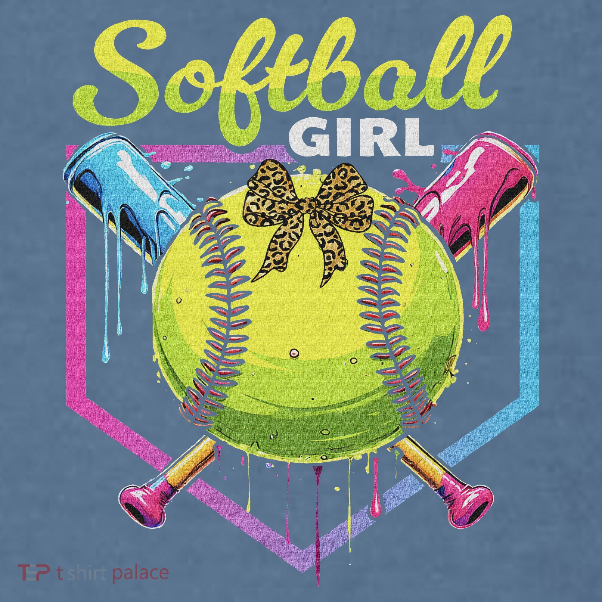 Softball Drip Ice Cream Drip Softball Girl Bow Comfort Colors Garment-Dyed Hooded Sweatshirt