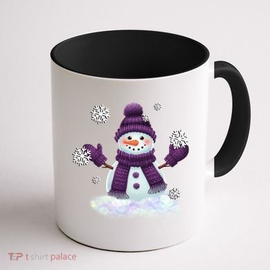 Snow Design In Purples Wintertime Snowflakes Gift Coffee Mug back