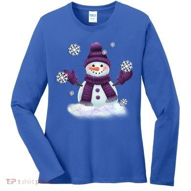 Snow Design In Purples Wintertime Snowflakes Gift Women's Long Sleeve Shirt
