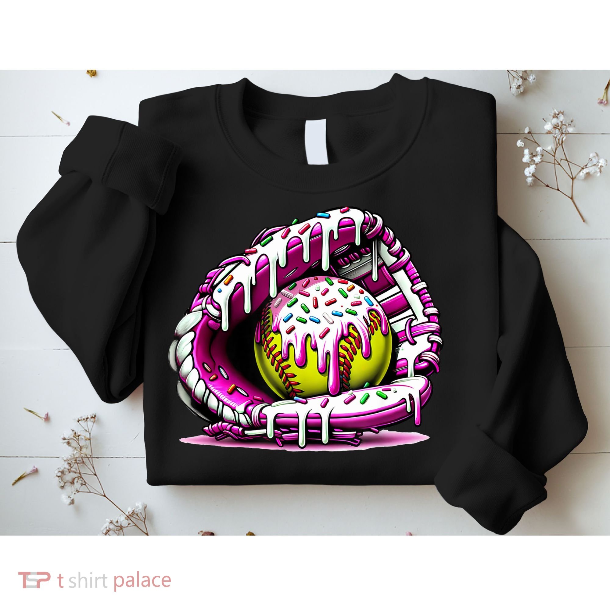Softball Drip Ice Cream Sprinkles Softball Glove  Sweatshirt