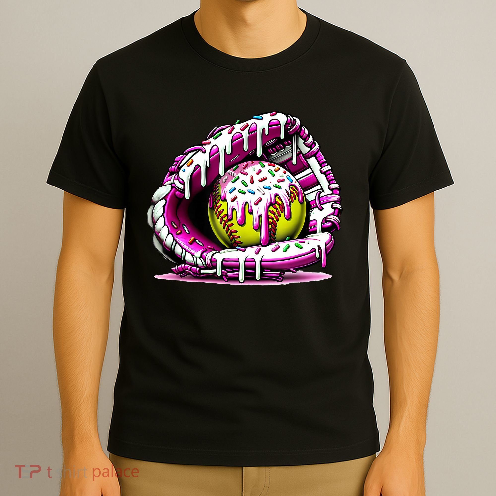 Softball Drip Ice Cream Sprinkles Softball Glove  T-Shirt