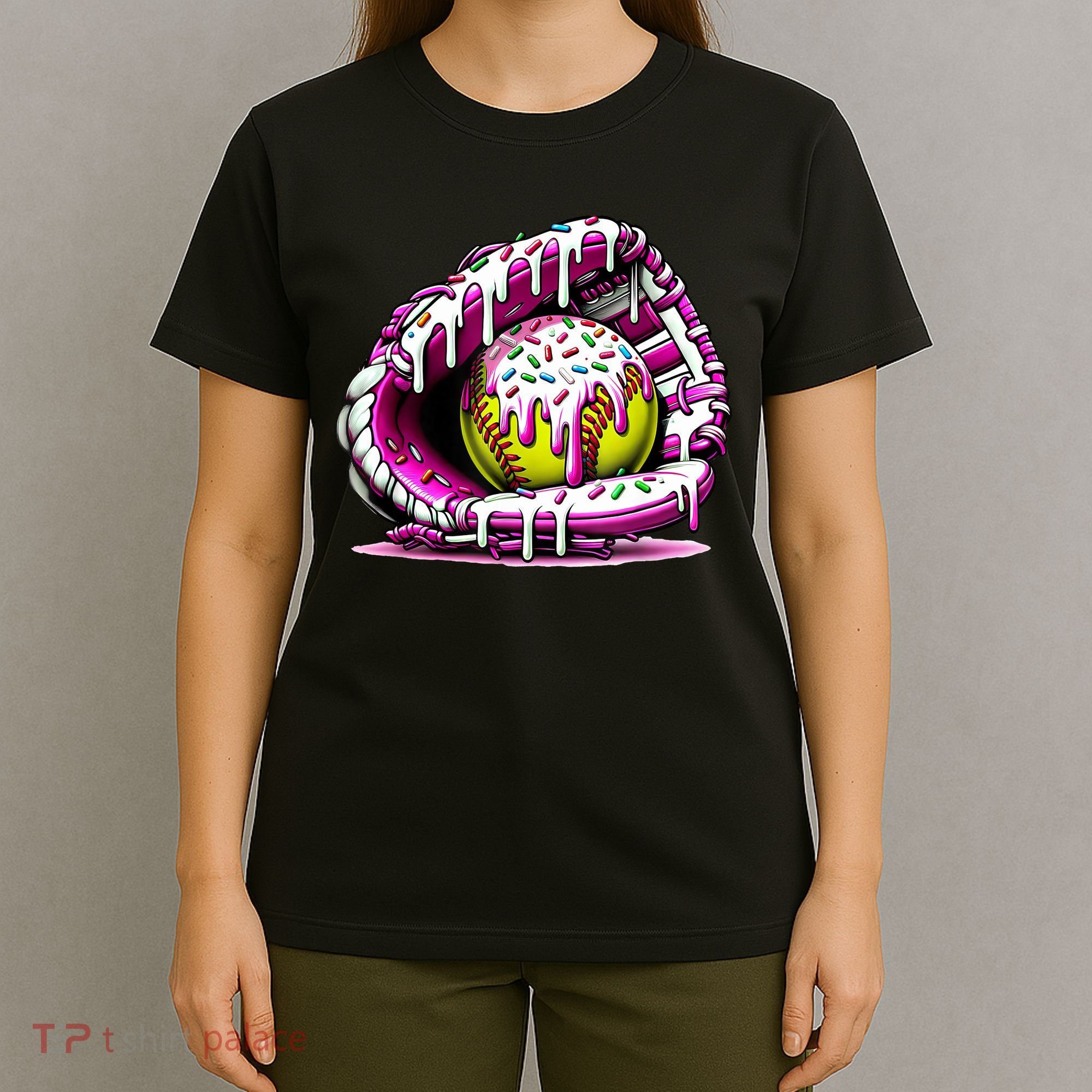 Softball Drip Ice Cream Sprinkles Softball Glove  T-Shirt