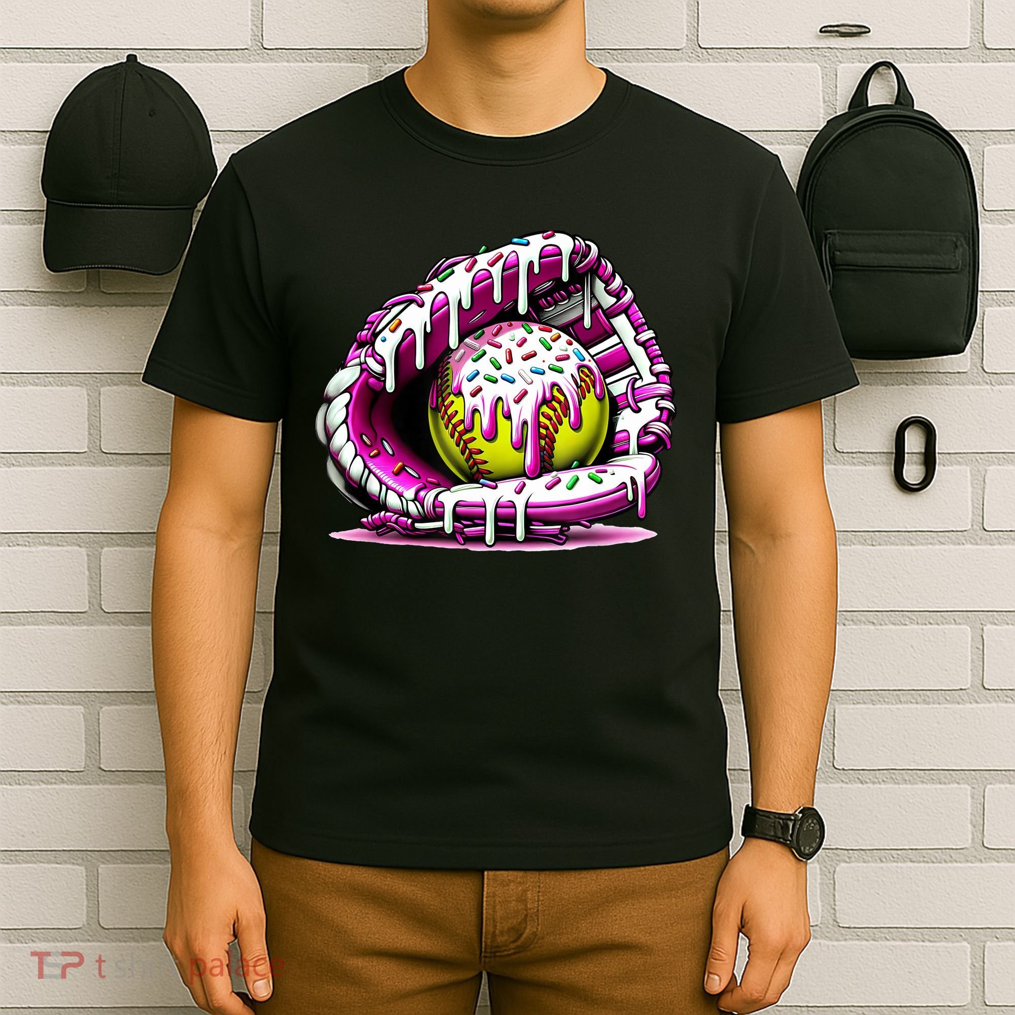 Softball Drip Ice Cream Sprinkles Softball Glove  T-Shirt