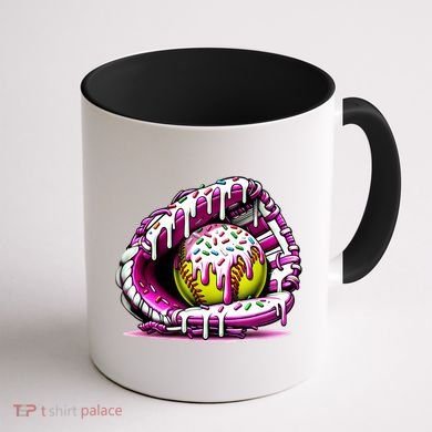 Softball Drip Ice Cream Sprinkles Softball Glove  Coffee Mug back