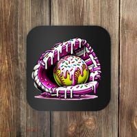 Softball Drip Ice Cream Sprinkles Softball Glove  Coaster thumb 0