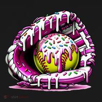 Softball Drip Ice Cream Sprinkles Softball Glove  Women's Hoodie thumb 2
