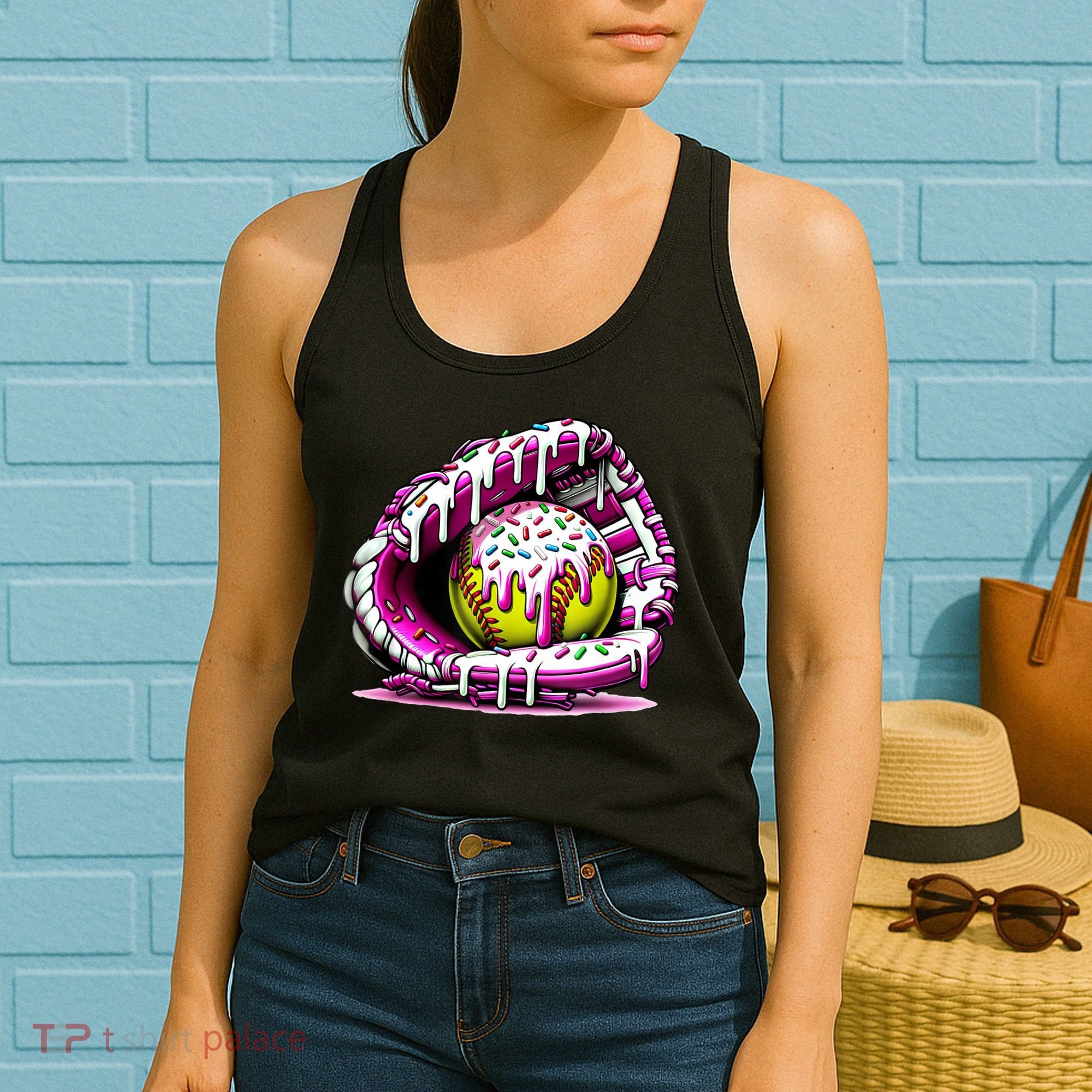 Softball Drip Ice Cream Sprinkles Softball Glove  Women's Tank Top