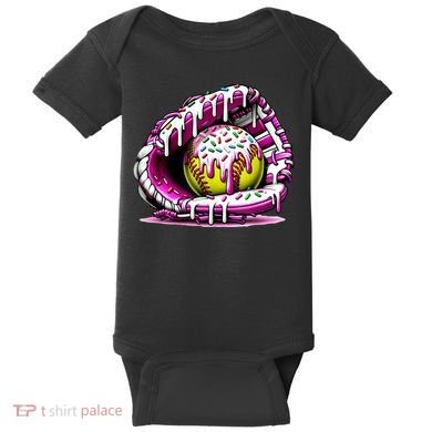 Softball Drip Ice Cream Sprinkles Softball Glove  Baby Bodysuit
