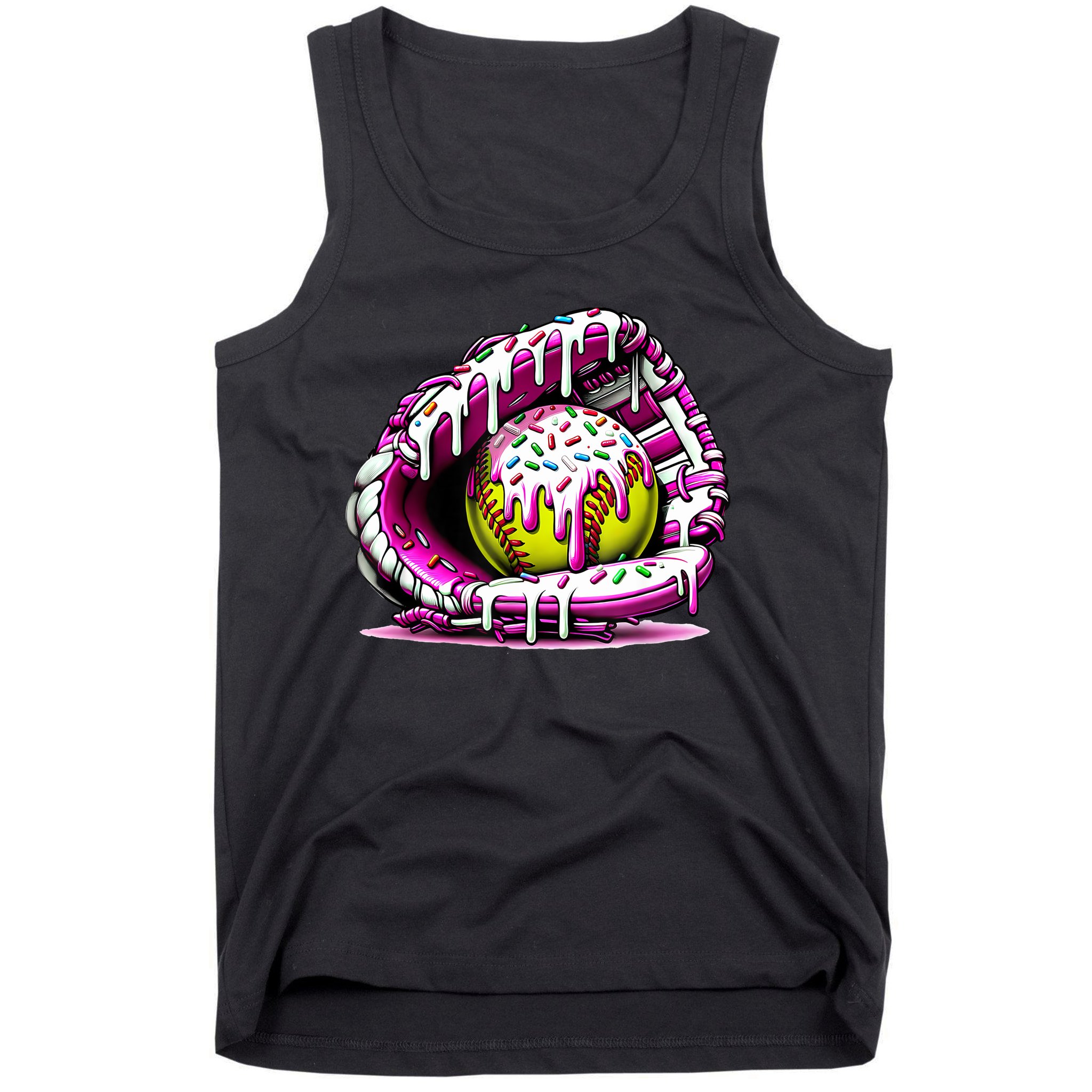 Softball Drip Ice Cream Sprinkles Softball Glove  Tank Top