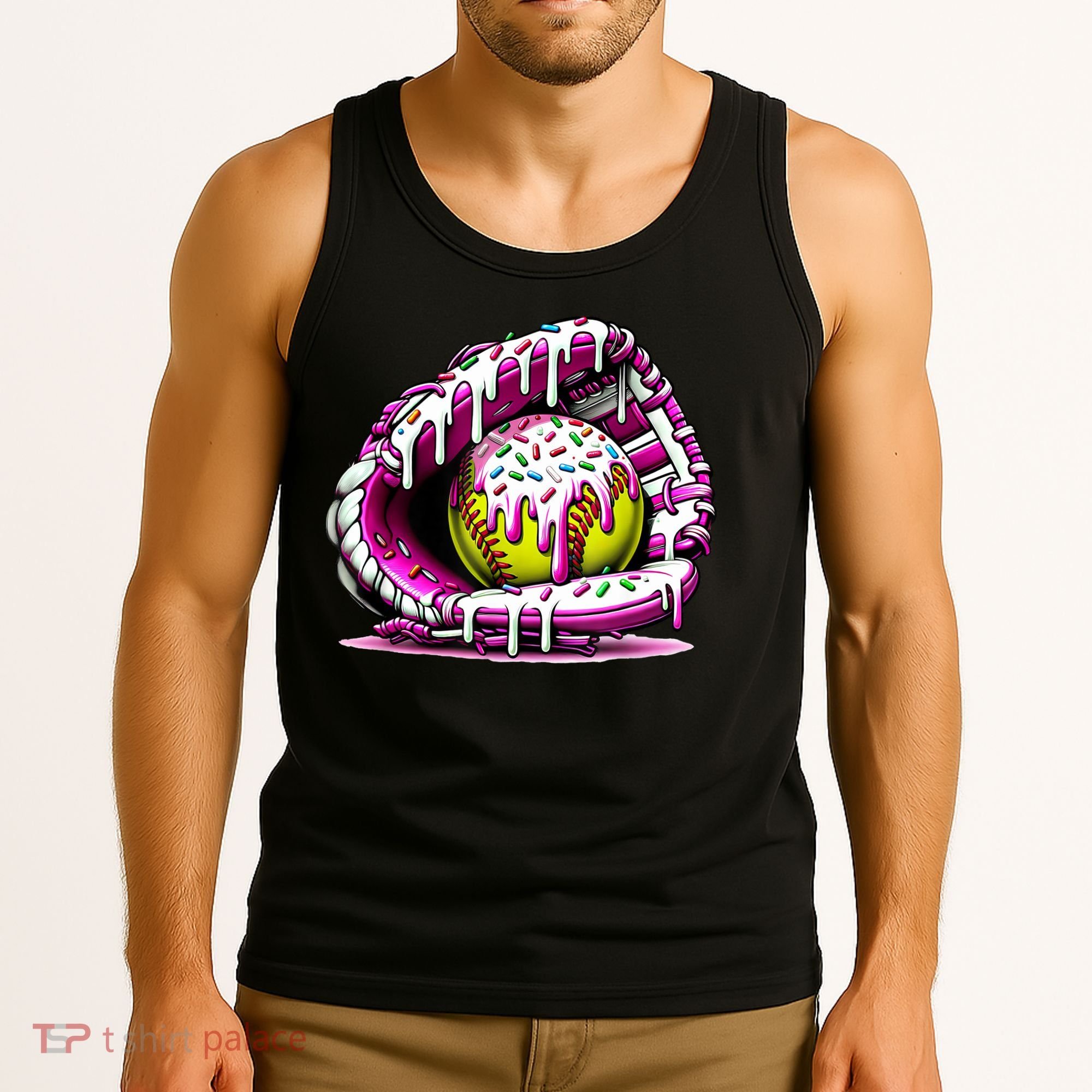 Softball Drip Ice Cream Sprinkles Softball Glove  Tank Top