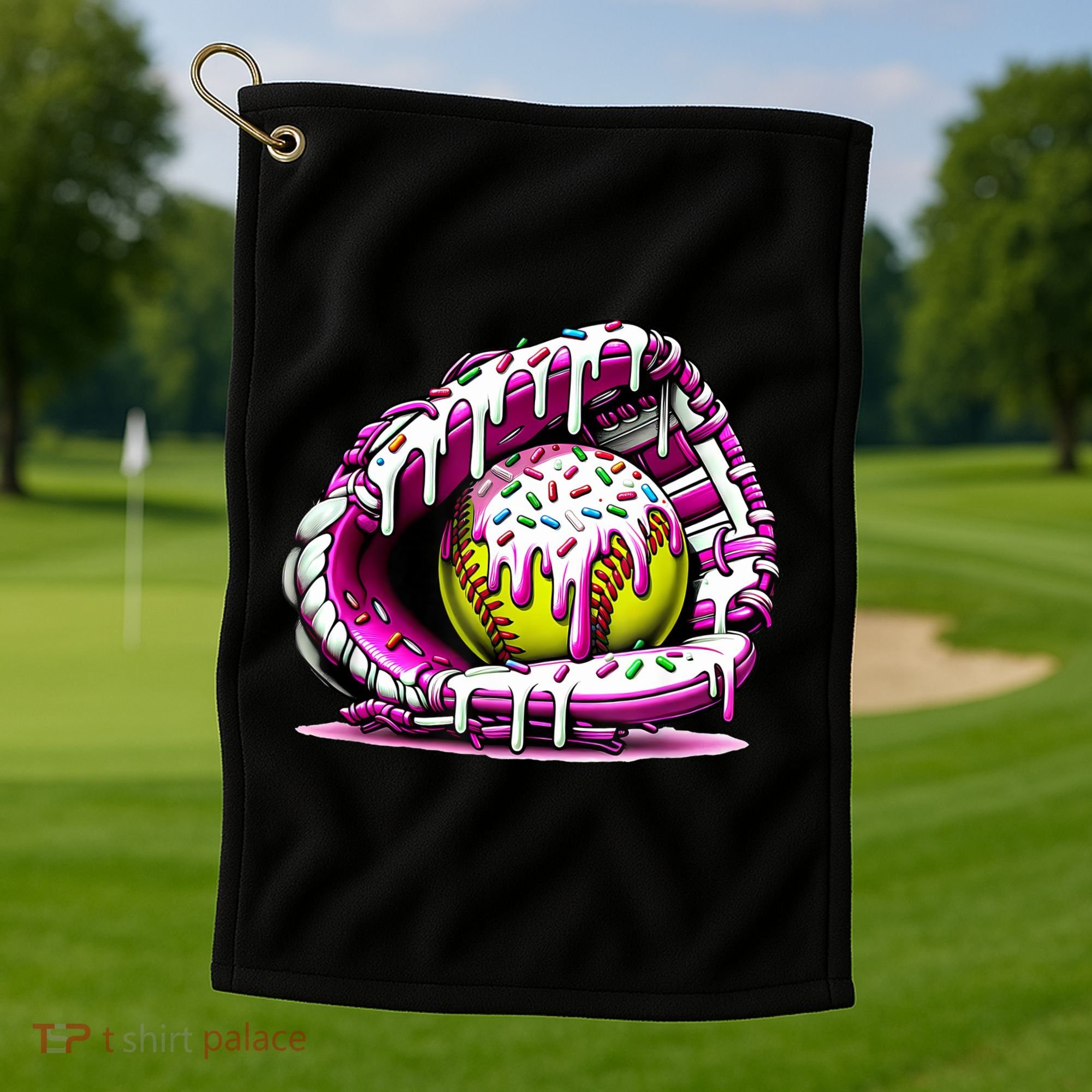 Softball Drip Ice Cream Sprinkles Softball Glove  Golf Towel