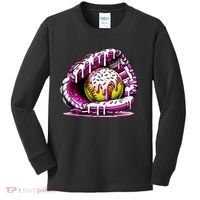 Softball Drip Ice Cream Sprinkles Softball Glove  Kids Long Sleeve Shirt thumb 0