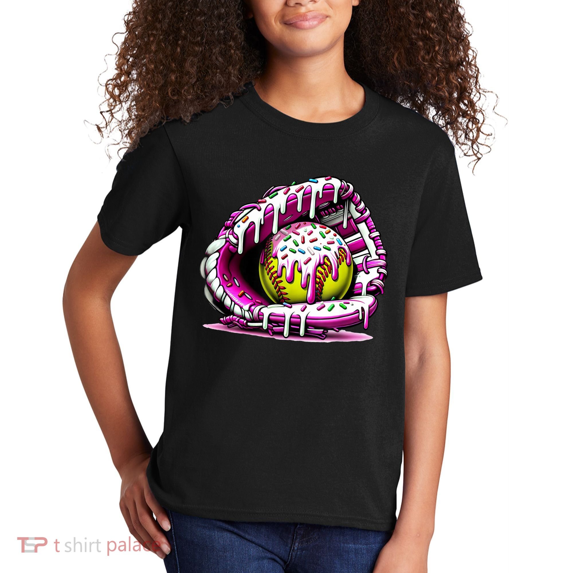 Softball Drip Ice Cream Sprinkles Softball Glove  Kids T-Shirt