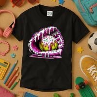 Softball Drip Ice Cream Sprinkles Softball Glove  Kids T-Shirt thumb 3