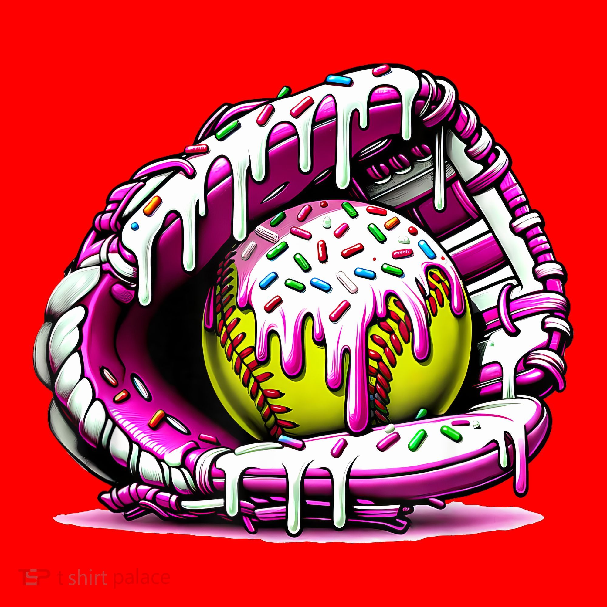 Softball Drip Ice Cream Sprinkles Softball Glove  Santa Hat