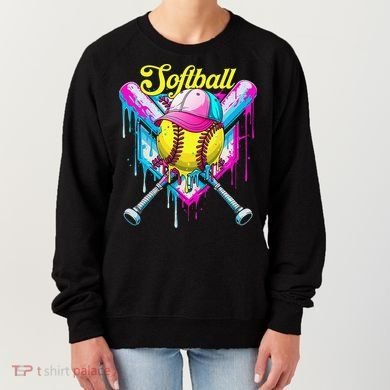 Softball Drip Ice Cream Coquette Bow Softball For Women's Sweatshirt